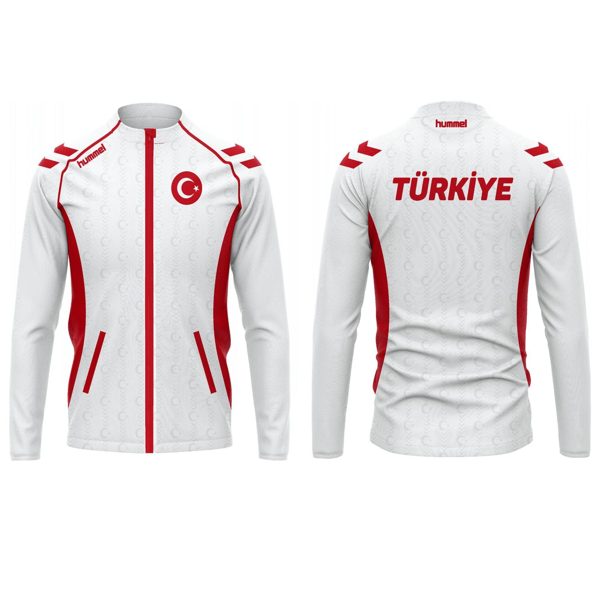 Hummel Milli Takım Baskılı Seremoni Eşofman Üst Beyaz